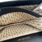 Saint Laurent Vintage YSL Logo Scallop Leather Mini Shoulder Bag Black — view 9