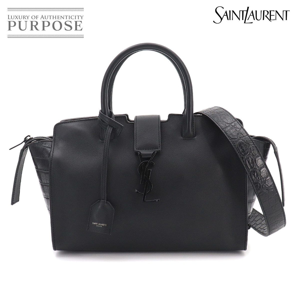 Saint Laurent Baby Downtown Cabas 2-Way Bag Leather Black