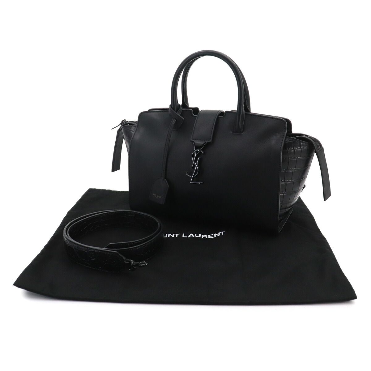 Saint Laurent Baby Downtown Cabas 2-Way Bag Leather Black — view 2