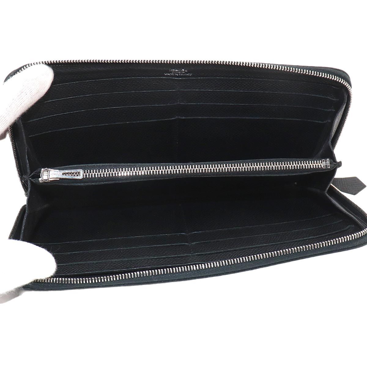 Hermes Azap Long Classic Zip Around Wallet Epsom Black — view 5