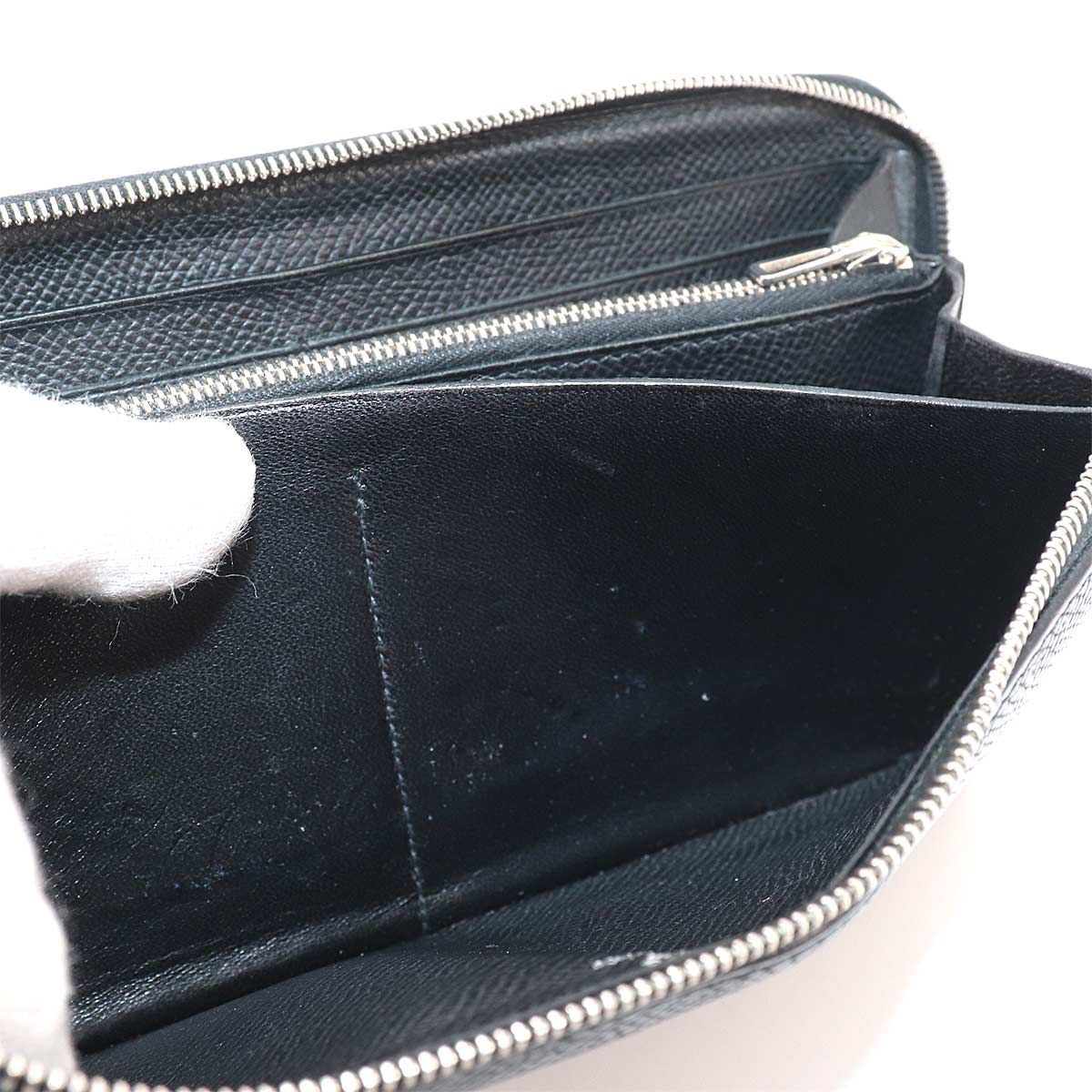 Hermes Azap Long Classic Zip Around Wallet Epsom Black — view 9