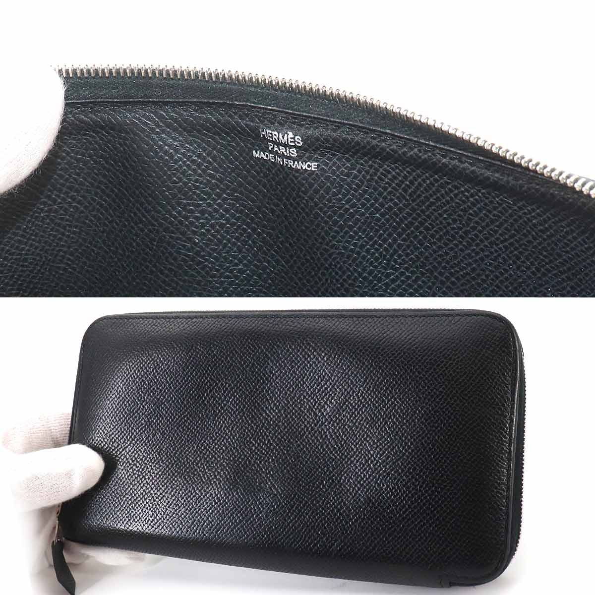 Hermes Azap Long Classic Zip Around Wallet Epsom Black — view 7