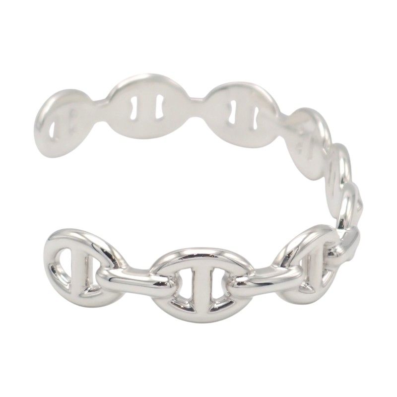 Hermes Chaine D'ancre Short Bangle Bracelet 925 Sterling Silver Simple — view 3