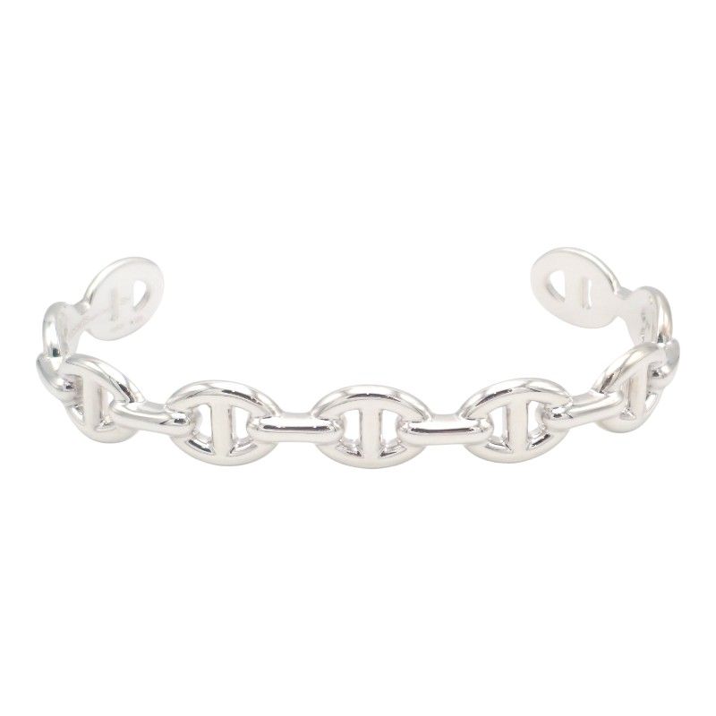 Hermes Chaine D'ancre Short Bangle Bracelet 925 Sterling Silver Simple — view 2