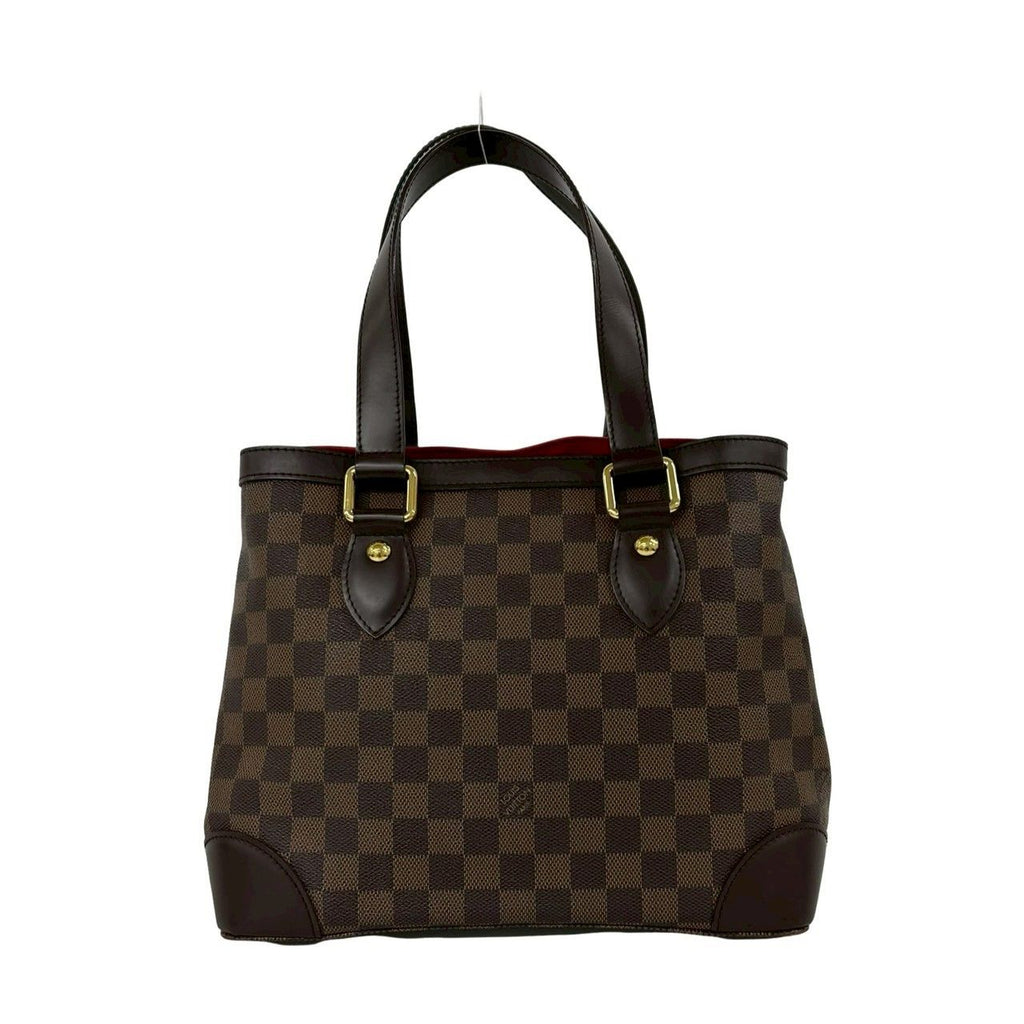 Louis Vuitton Hampstead PM Damier Logo Plate Leather Tote Brown — view 3