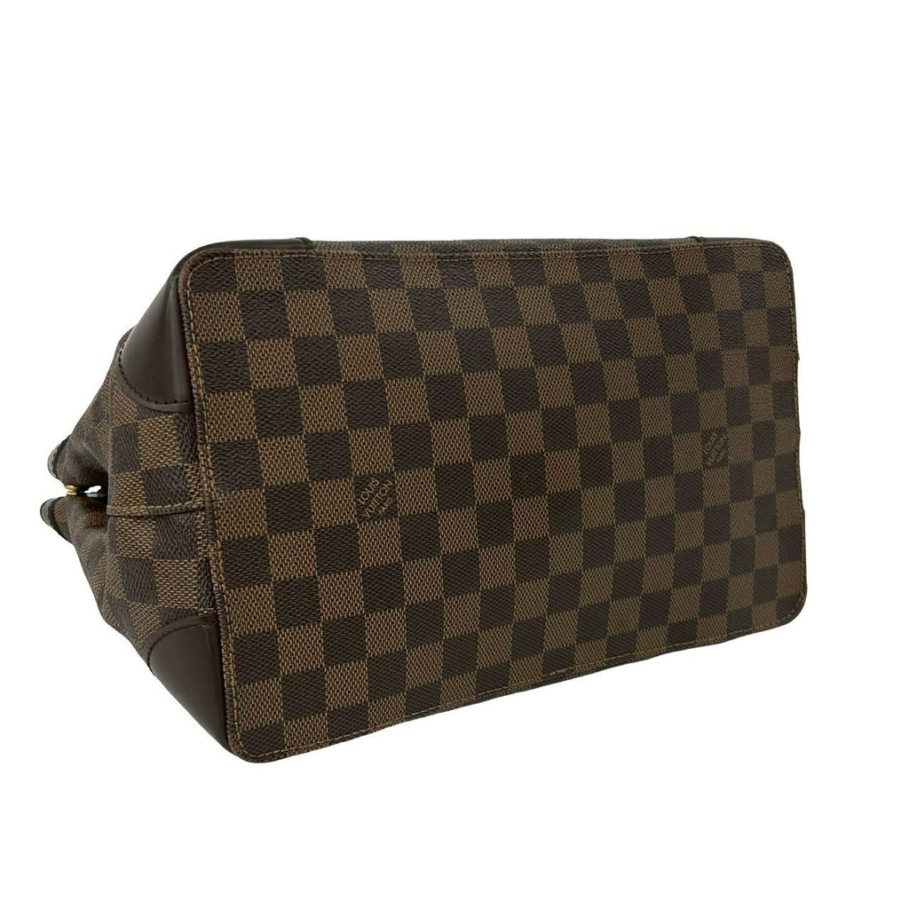 Louis Vuitton Hampstead PM Damier Logo Plate Leather Tote Brown — view 7