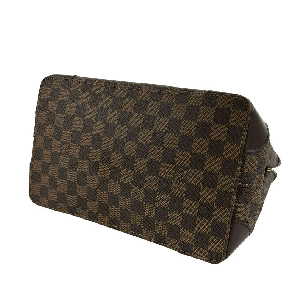 Louis Vuitton Hampstead PM Damier Logo Plate Leather Tote Brown — view 8