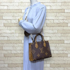 Louis Vuitton On The Go PM Monogram Giant Shoulder Bag Canvas Brown