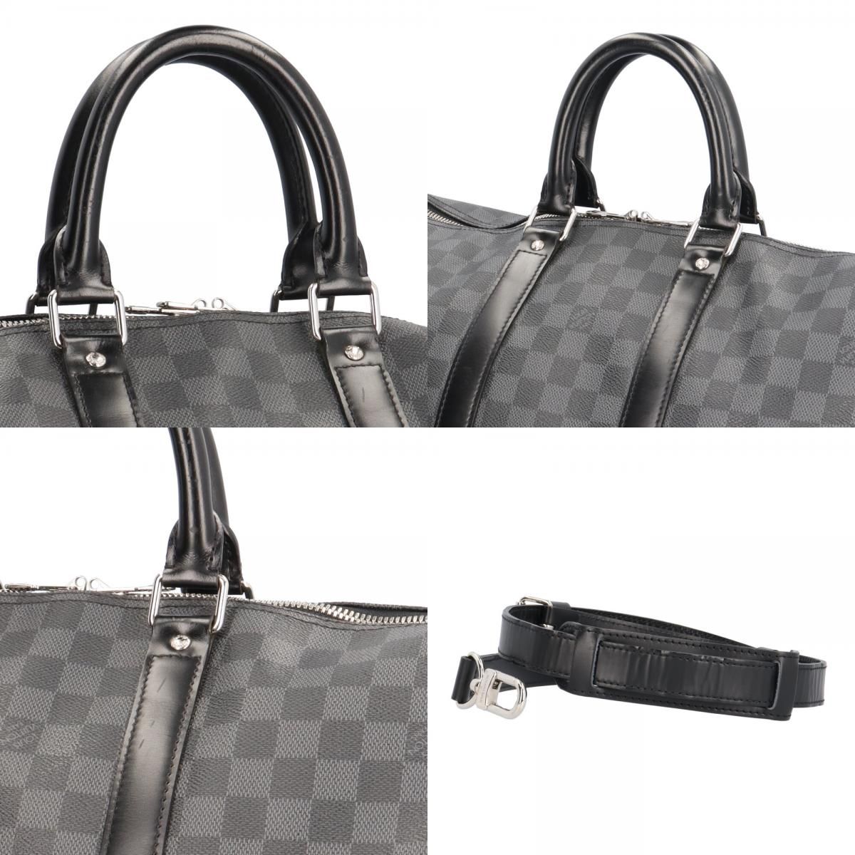 Louis Vuitton Keepall Bandouliere 45 Damier Graphite Boston Bag Canvas Black — view 9