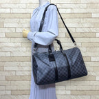 Louis Vuitton Keepall Bandouliere 45 Damier Graphite Boston Bag Canvas Black — view 2
