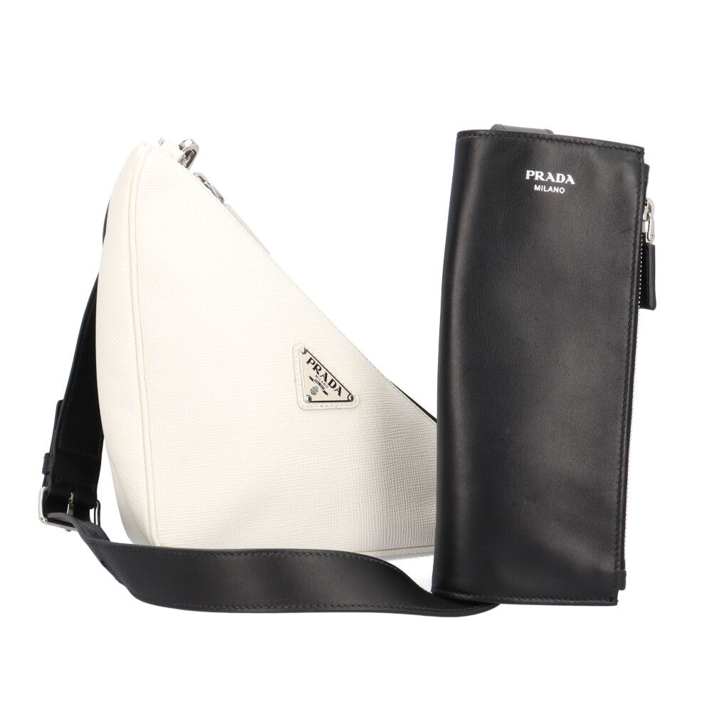 Prada Triangle Shoulder Bag Saffiano Leather Black