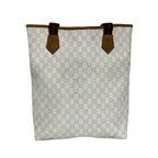 Gucci Vintage Sherry Line Plus Logo Leather Tote White Brown — view 3