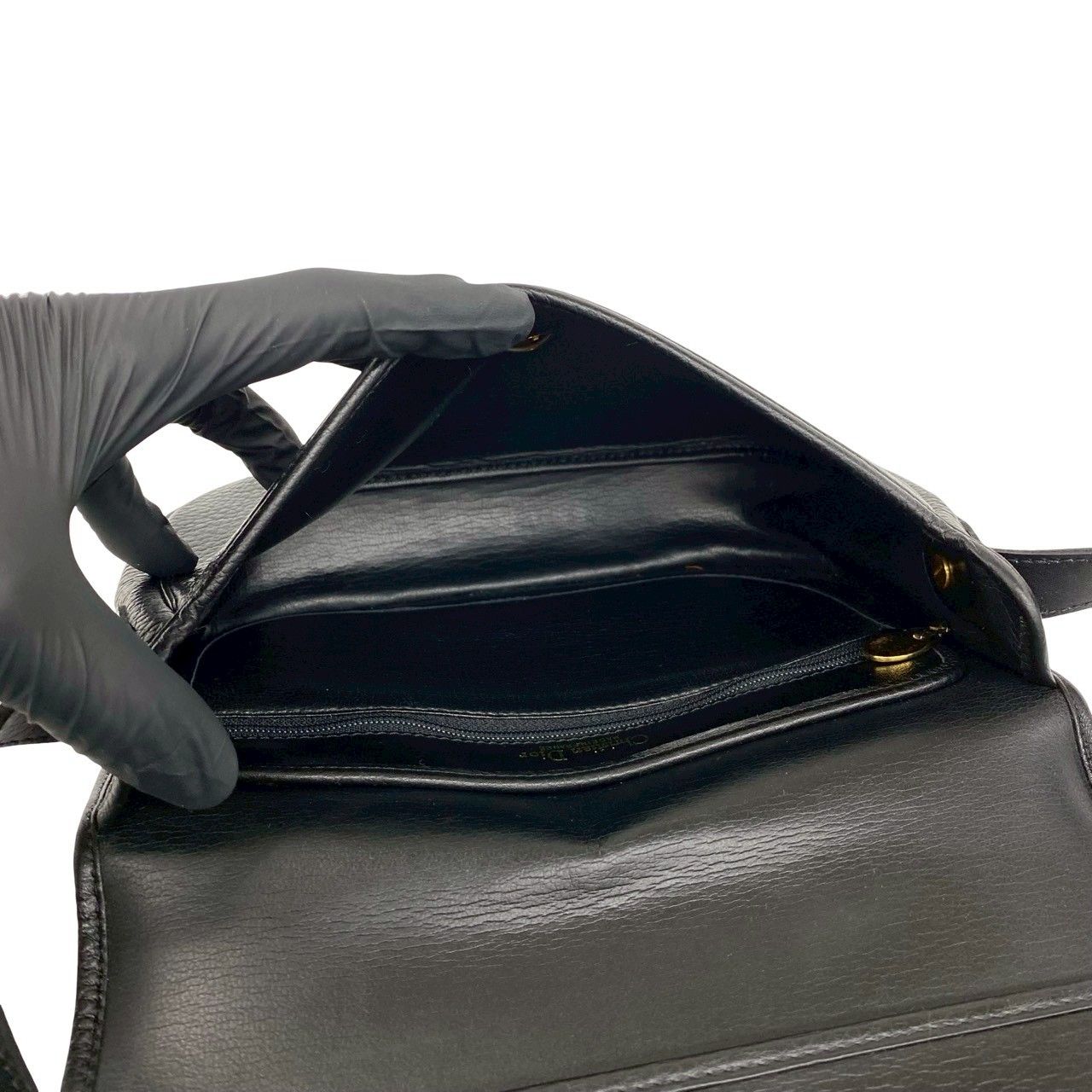 Dior Vintage CD Logo Leather Mini Shoulder Bag Crossbody Black — view 9