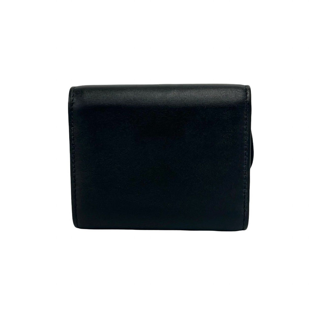 Dior Saddle Leather Trifold Wallet Mini Card Case Coin Purse Black — view 2