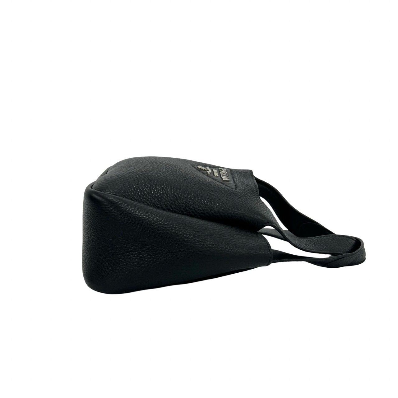 Prada Vitello Daino Triangle Logo Leather Handbag Mini Tote Black — view 6