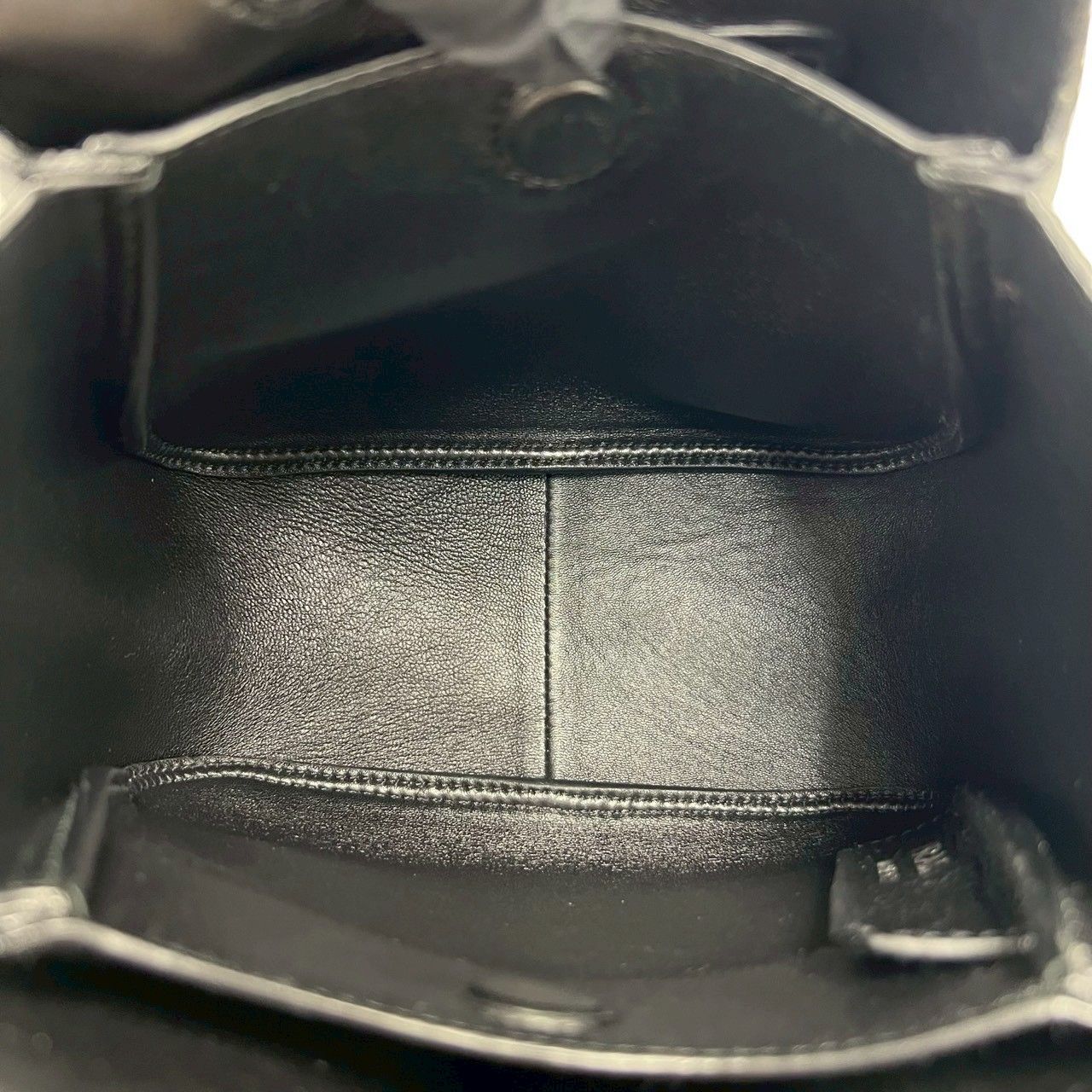 Prada Vitello Daino Triangle Logo Leather Handbag Mini Tote Black — view 9