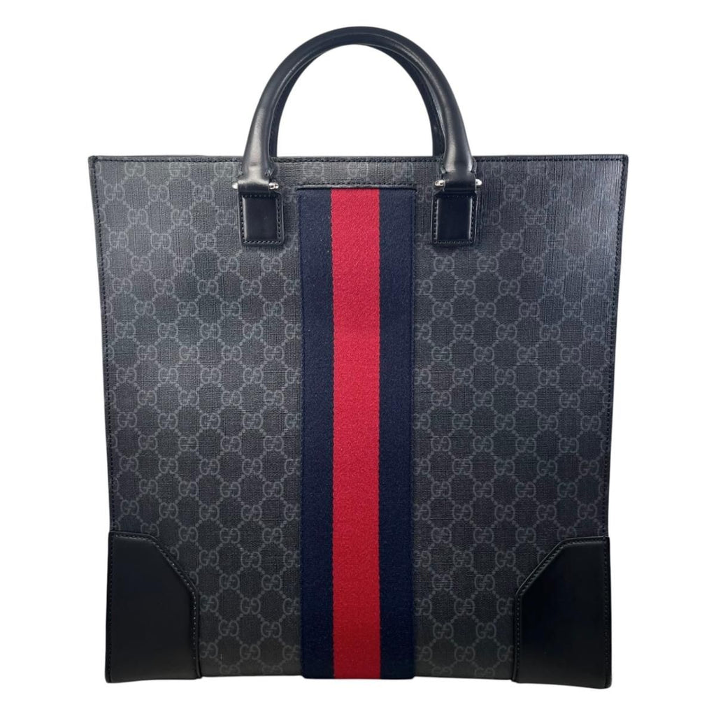Gucci Tote Shoulder Bag Angry Cat GG Supreme Embroidery Gray Black — view 2