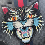 Gucci Tote Shoulder Bag Angry Cat GG Supreme Embroidery Gray Black — view 9