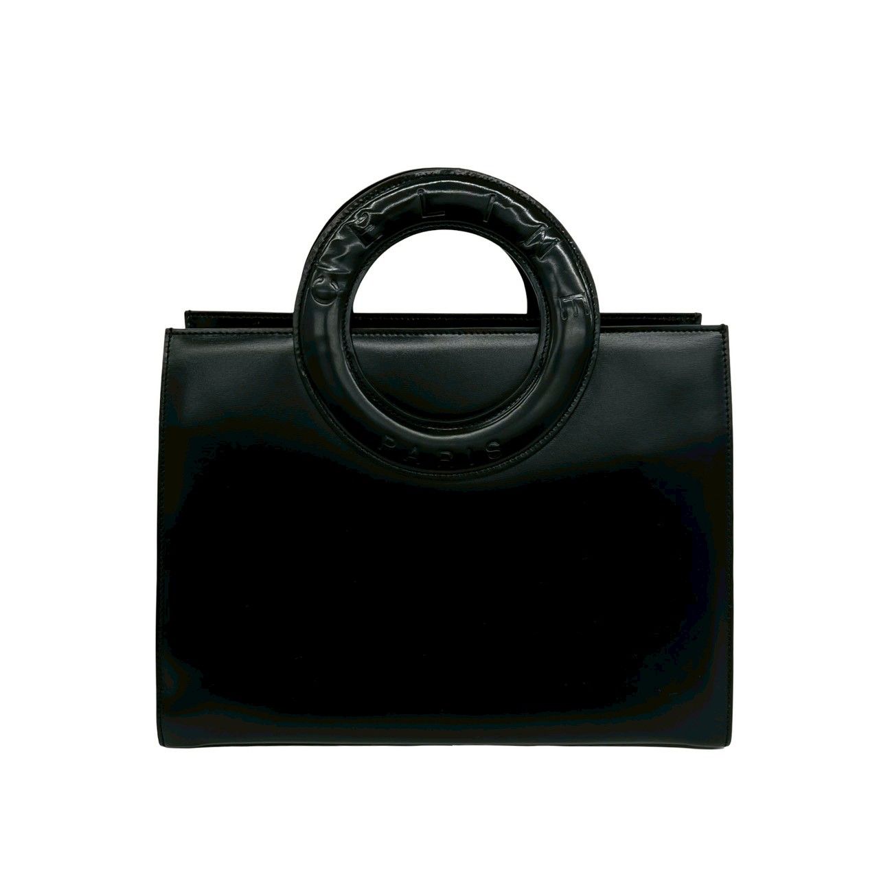 Celine Circle Logo Leather 2-Way Shoulder Bag Mini Tote Black — view 3