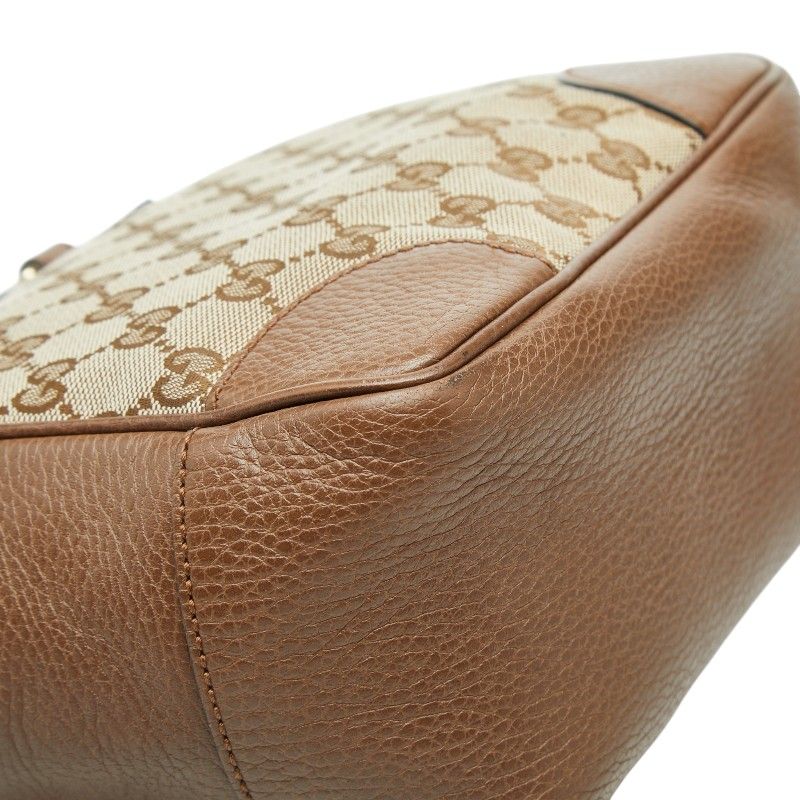 Gucci GG Canvas 2-Way Shoulder Bag Brown Beige Leather