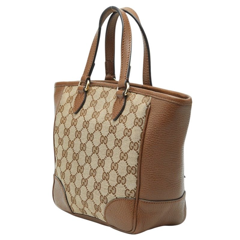 Gucci GG Canvas 2-Way Shoulder Bag Brown Beige Leather