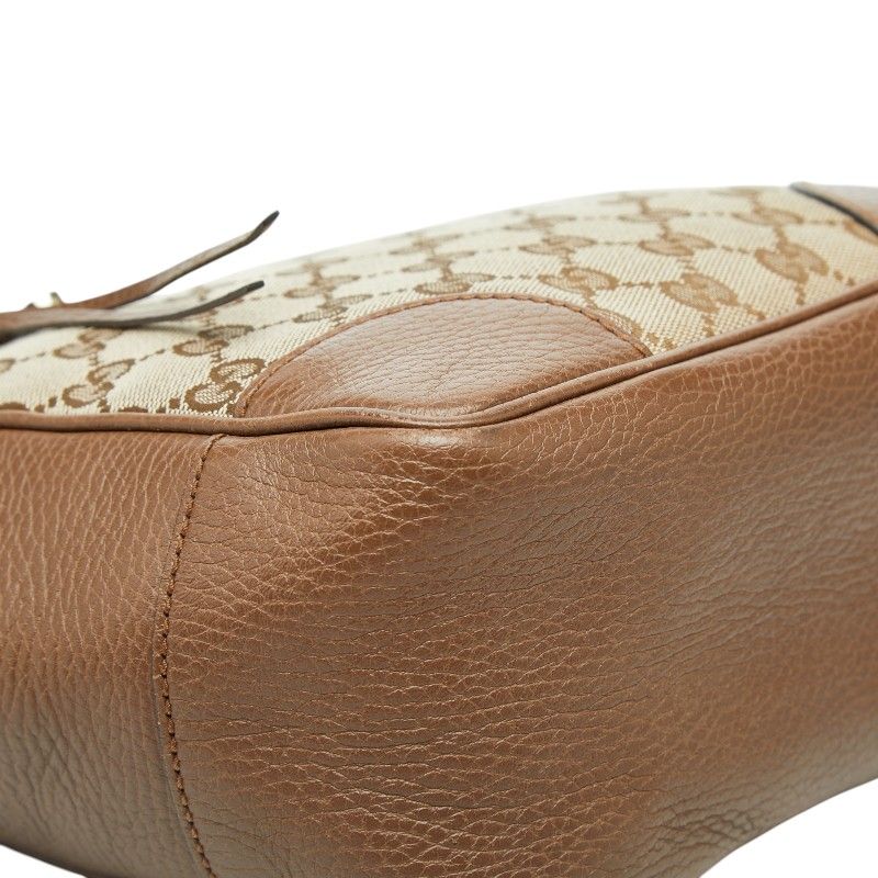 Gucci GG Canvas 2-Way Shoulder Bag Brown Beige Leather