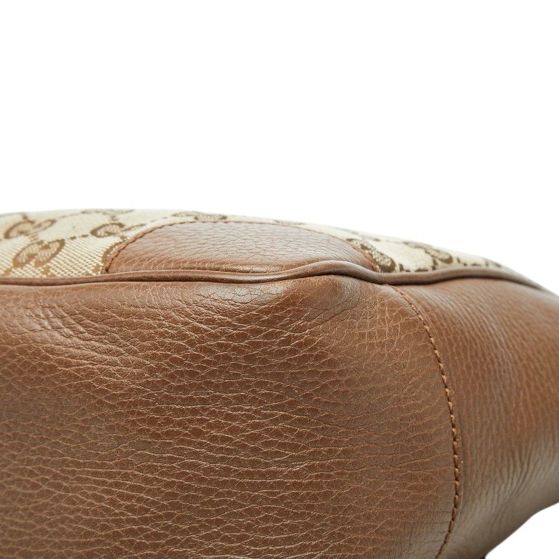 Gucci GG Canvas 2-Way Shoulder Bag Brown Beige Leather