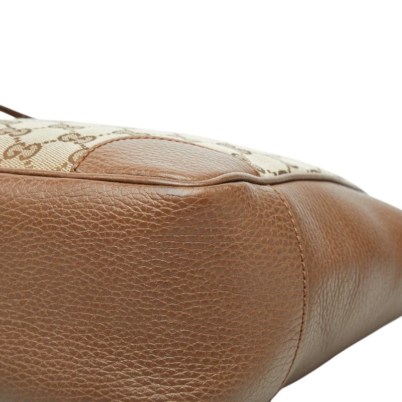 Gucci GG Canvas 2-Way Shoulder Bag Brown Beige Leather