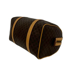Celine Vintage Macadam Blason Triomphe Logo Leather Mini Boston Bag Brown — view 8