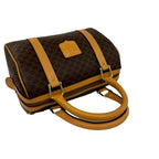 Celine Vintage Macadam Blason Triomphe Logo Leather Mini Boston Bag Brown — view 4
