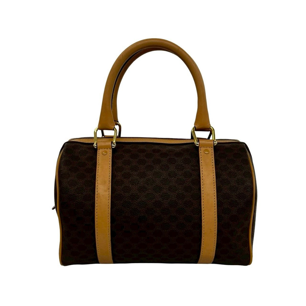 Celine Vintage Macadam Blason Triomphe Logo Leather Mini Boston Bag Brown — view 3