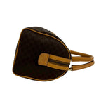 Celine Vintage Macadam Blason Triomphe Logo Leather Mini Boston Bag Brown — view 6