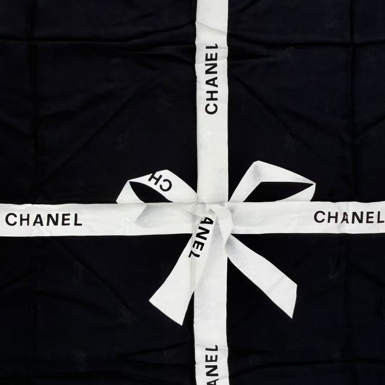 Chanel Logo Silk Scarf Ribbon Black — view 7