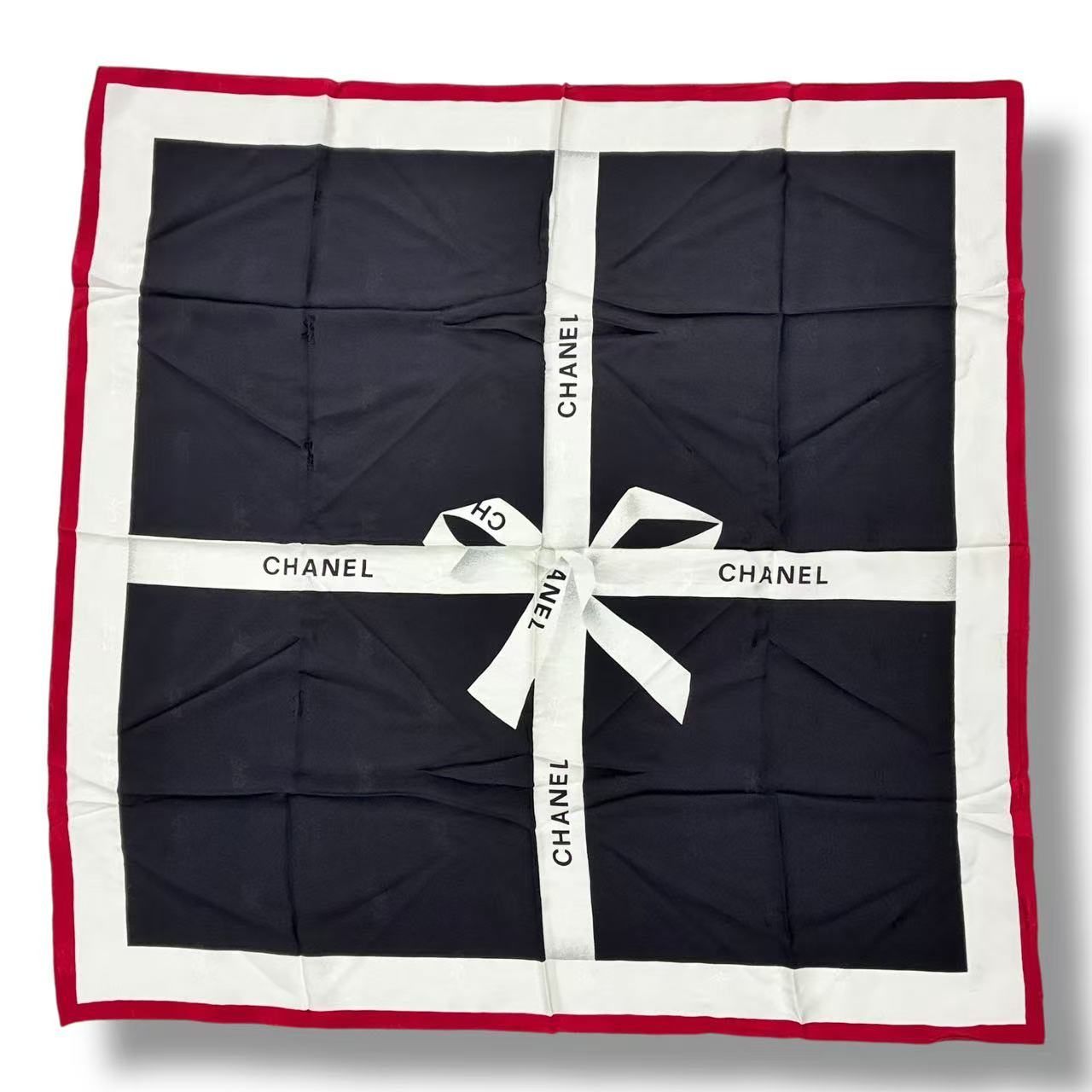 Chanel Logo Silk Scarf Ribbon Black — view 2