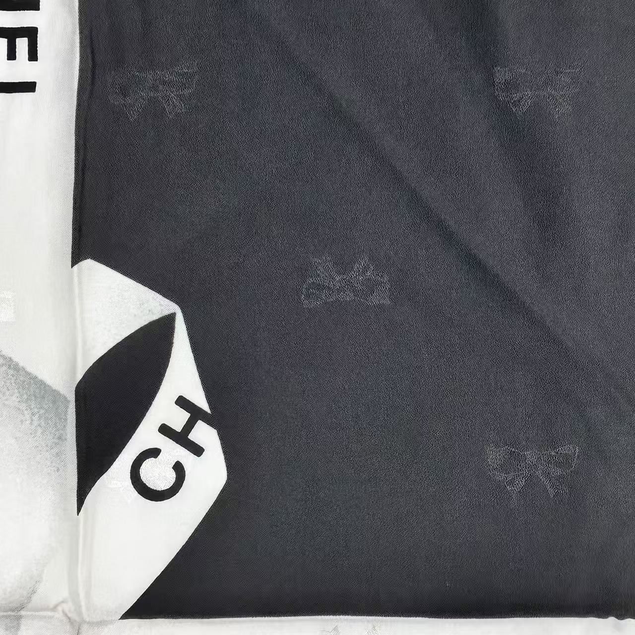 Chanel Logo Silk Scarf Ribbon Black — view 8