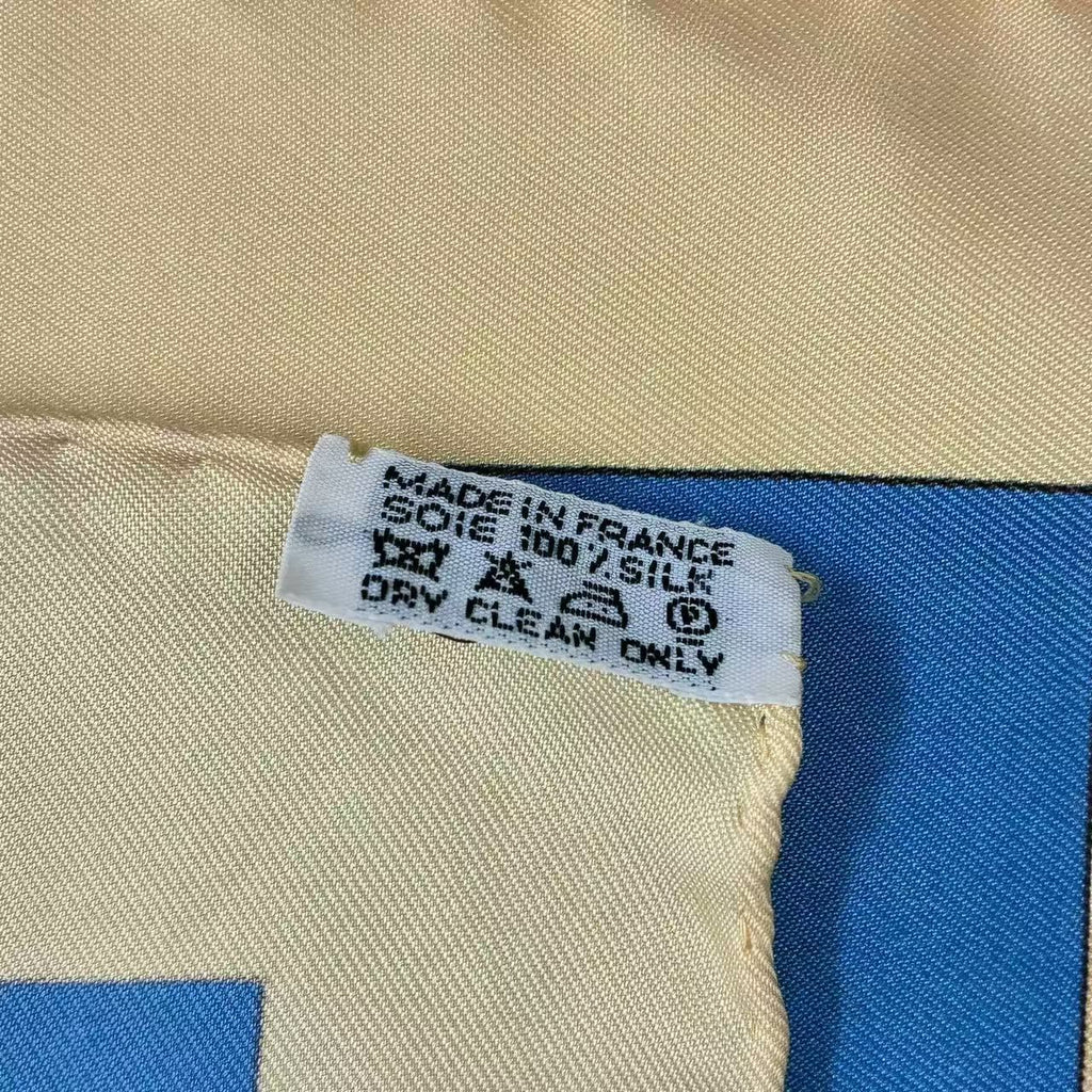 Hermes Scarf Silk Carre 90 Au Clair de la Lune My Friend Clown Blue — view 9