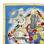 Hermes Scarf Silk Carre 90 Au Clair de la Lune My Friend Clown Blue — view 3