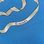 Hermes Scarf Silk Carre 90 Au Clair de la Lune My Friend Clown Blue — view 8