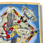 Hermes Scarf Silk Carre 90 Au Clair de la Lune My Friend Clown Blue — view 4