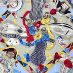 Hermes Scarf Silk Carre 90 Au Clair de la Lune My Friend Clown Blue — view 7
