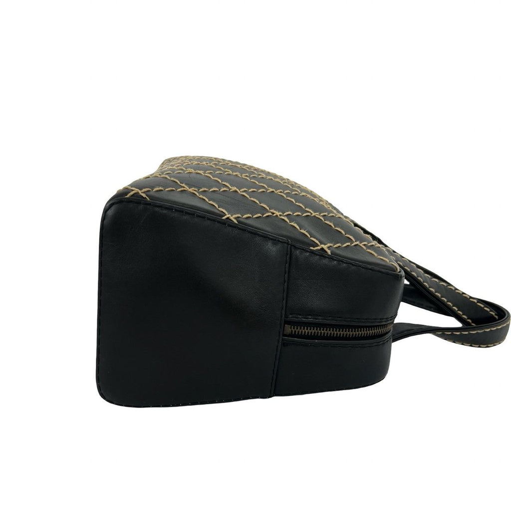 Chanel Card Seal Included Wild Stitch CC Logo Leather Boston Bag Black — view 6