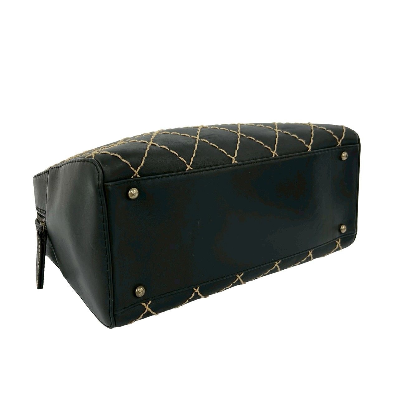 Chanel Card Seal Included Wild Stitch CC Logo Leather Boston Bag Black — view 7