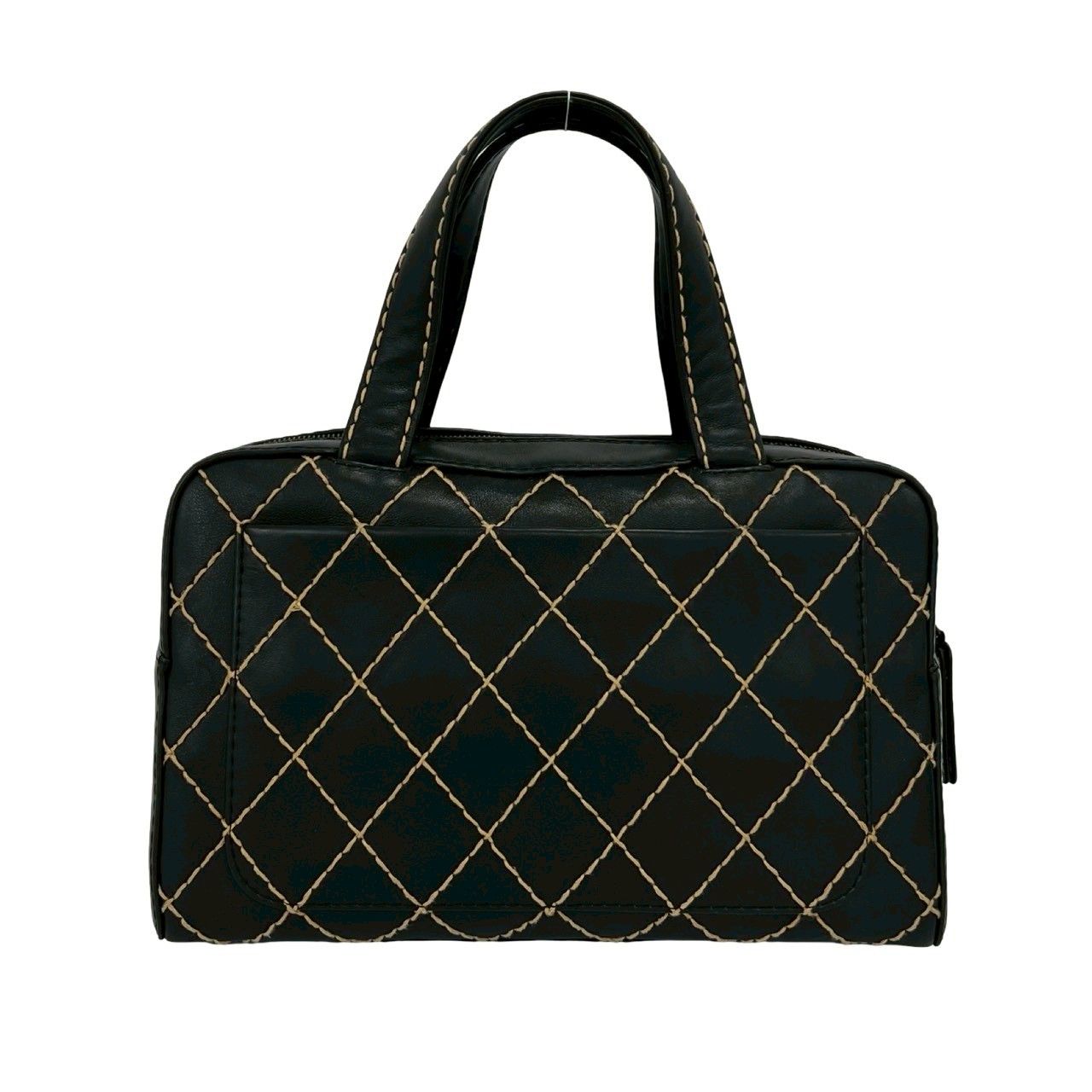 Chanel Card Seal Included Wild Stitch CC Logo Leather Boston Bag Black — view 3