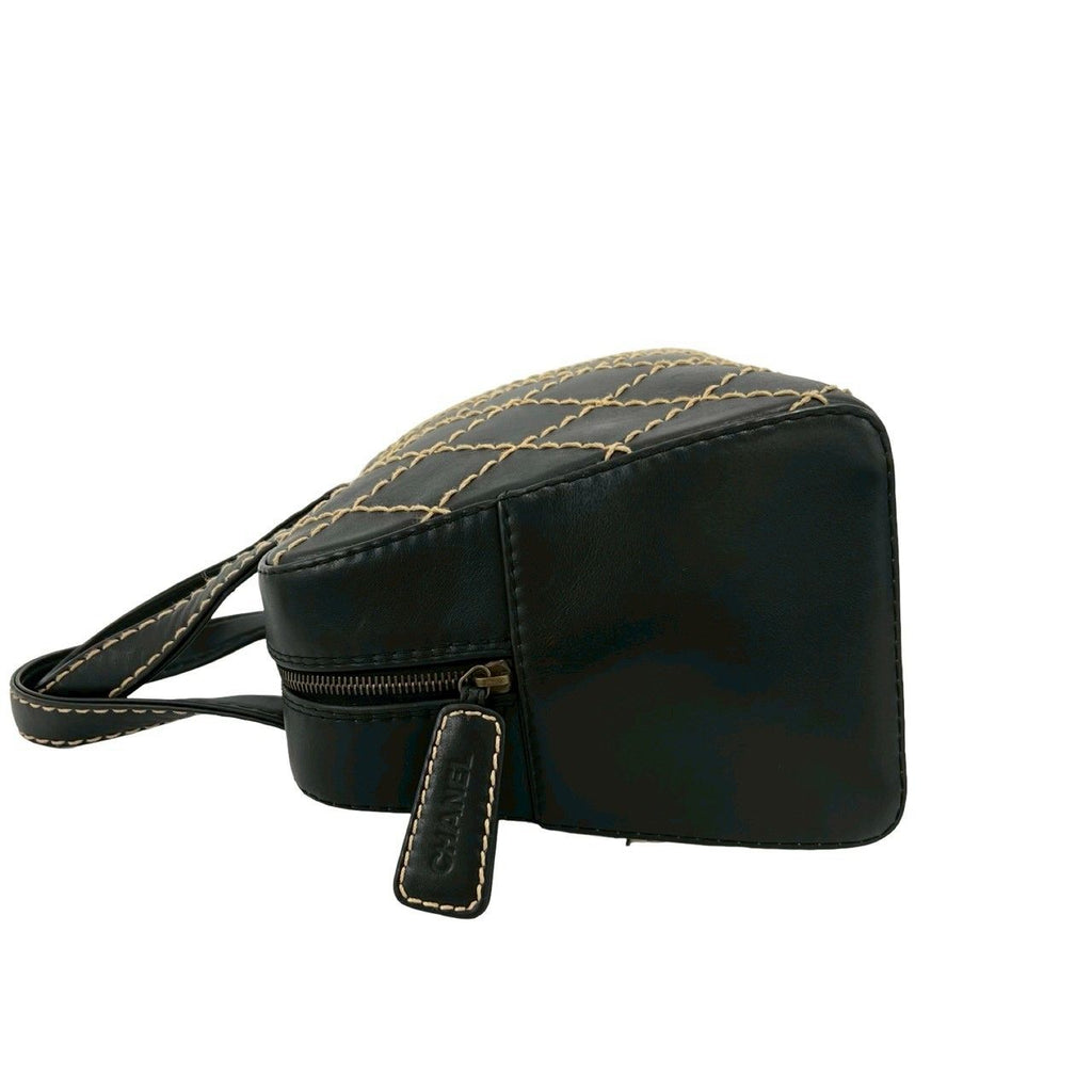 Chanel Card Seal Included Wild Stitch CC Logo Leather Boston Bag Black — view 5