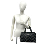 Chanel Card Seal Included Wild Stitch CC Logo Leather Boston Bag Black — view 2