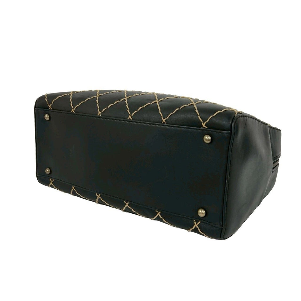 Chanel Card Seal Included Wild Stitch CC Logo Leather Boston Bag Black — view 8
