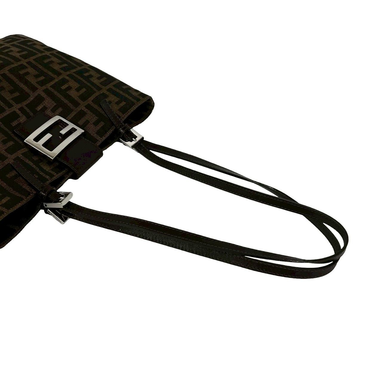Fendi Zucca FF Pattern Logo Canvas Leather Tote Shoulder Bag Brown — view 4