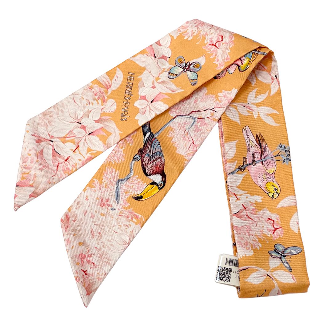 Hermes Scarf Equateur Silk Apricot Cream Multicolor Orange