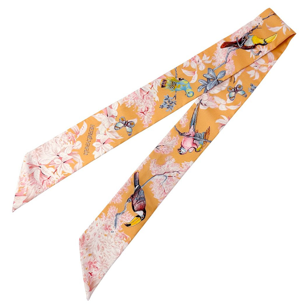 Hermes Scarf Equateur Silk Apricot Cream Multicolor Orange — view 2