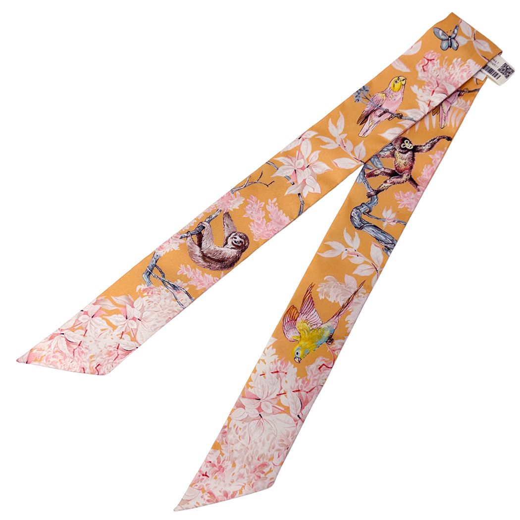 Hermes Scarf Equateur Silk Apricot Cream Multicolor Orange — view 3